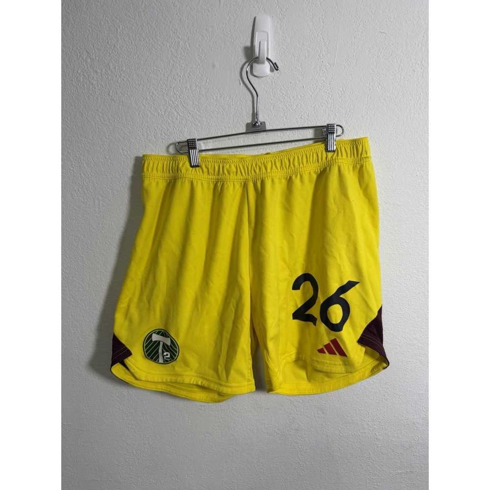 Adidas Portland Timbers Shorts Mens XL Yellow #26 Player Issued Game